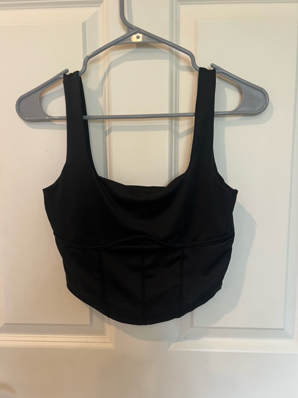Black Square Neck Tank Crop Top - Women